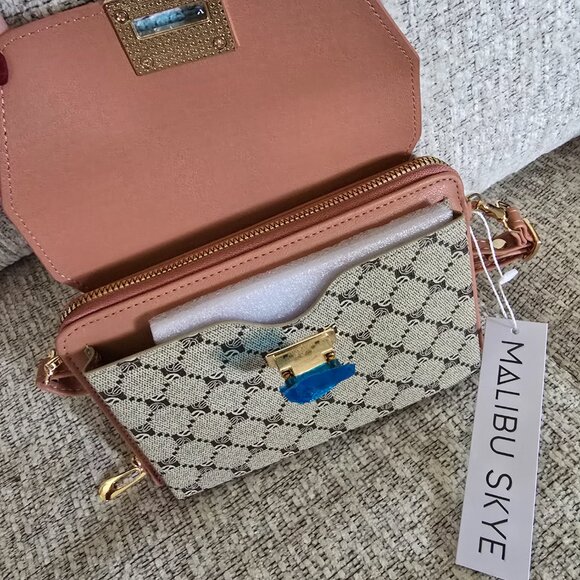 Malibu Skye Olivia Crossbody Wallet Bag Elegant Brown Leather Purse Bag - NEW - Picture 6 of 9